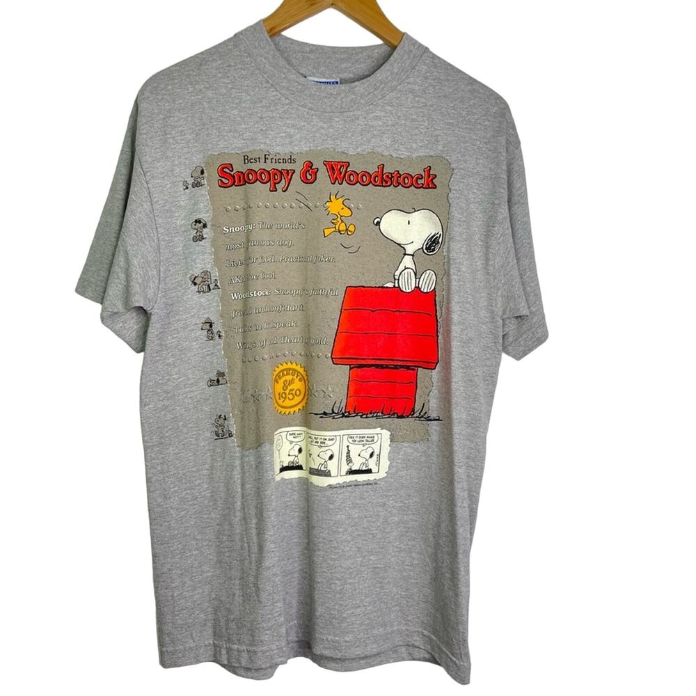Snoopy & Woodstock Vintage Gray T Shirt New Mens Medium Best Friends Doghouse